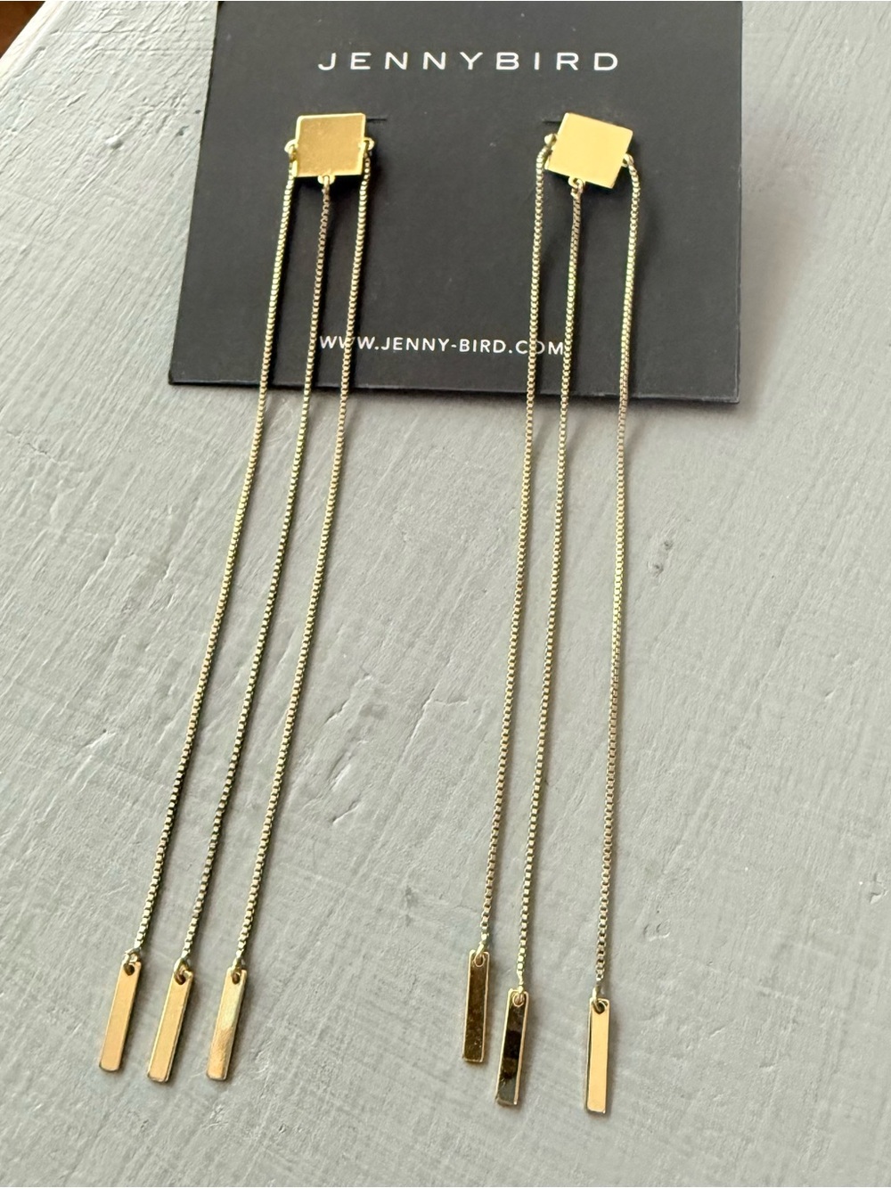 Jenny Bird Gold Tone Triple Chain Earrings NEW